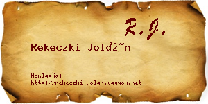 Rekeczki Jolán névjegykártya